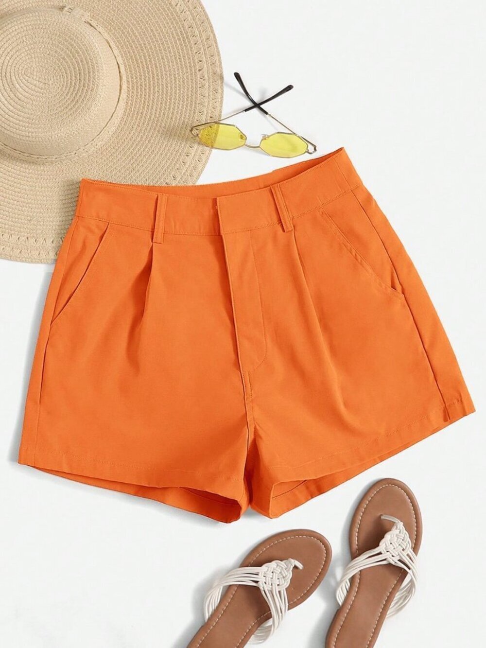 Orange Casual Women's Shorts